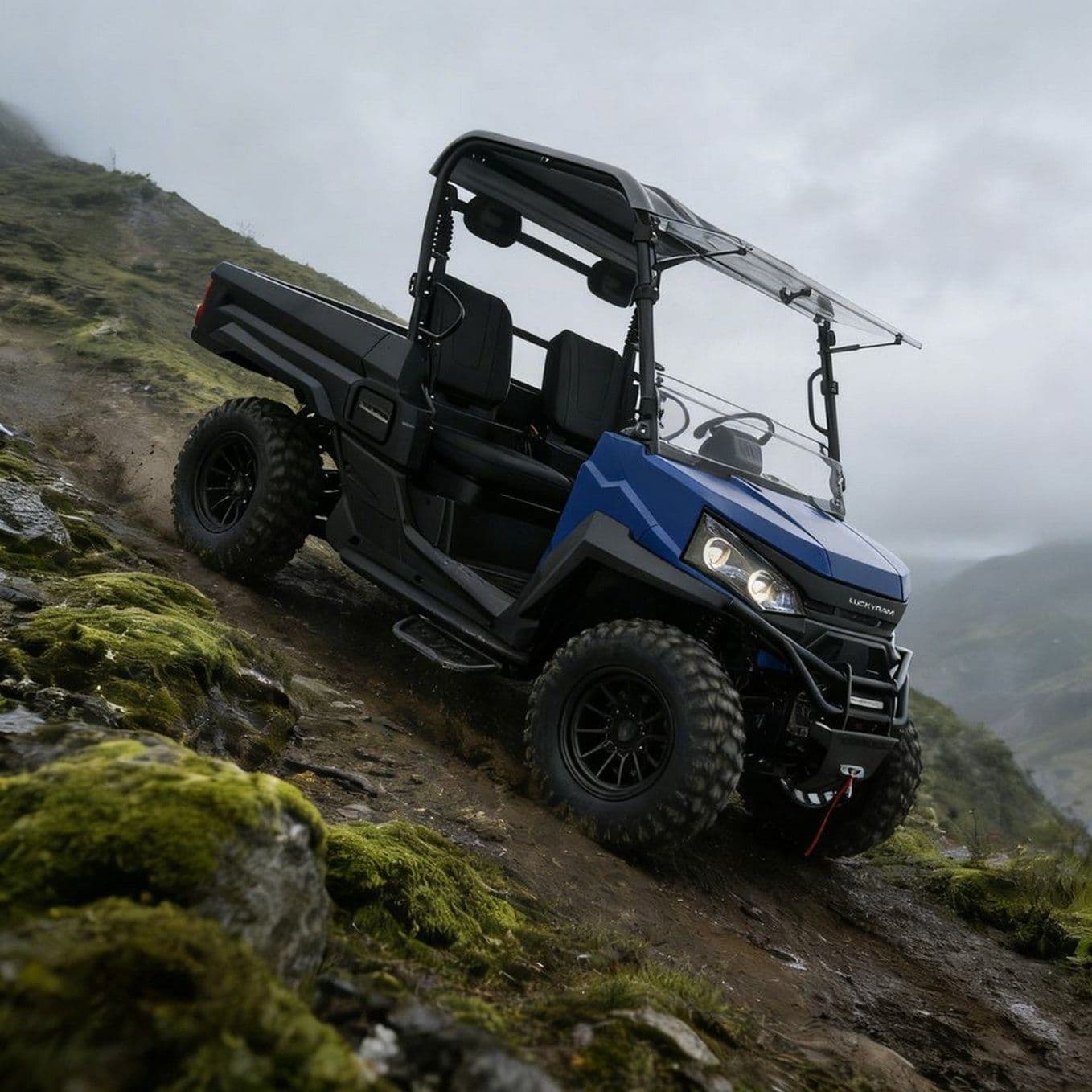 10KW AC-motor 4WD UTV 73,6V 150Ah 670kg Lasting 400mm Vading