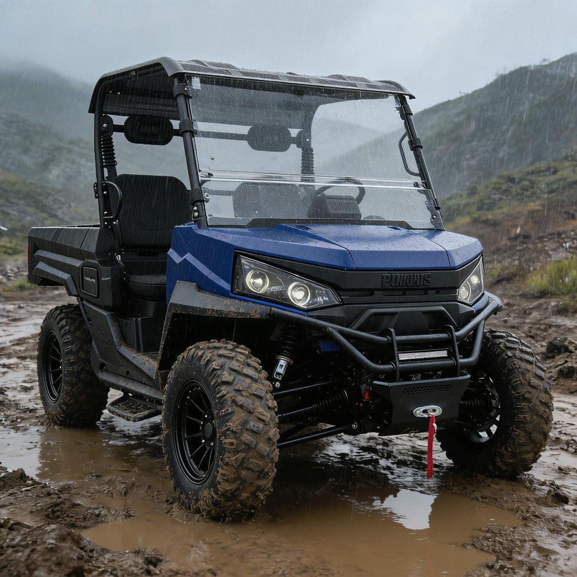 PKE nøkkelløst oppstartssystem 10KW AC-motor Elektrisk UTV 400A-kontroller 80-100km Rekkevidde 4WD